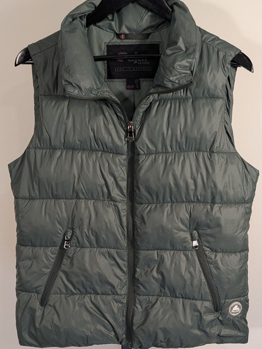 Pajar Men's Puffer Vest | Sage Green | Quilted Nylon | Zip Pockets | Sz Small